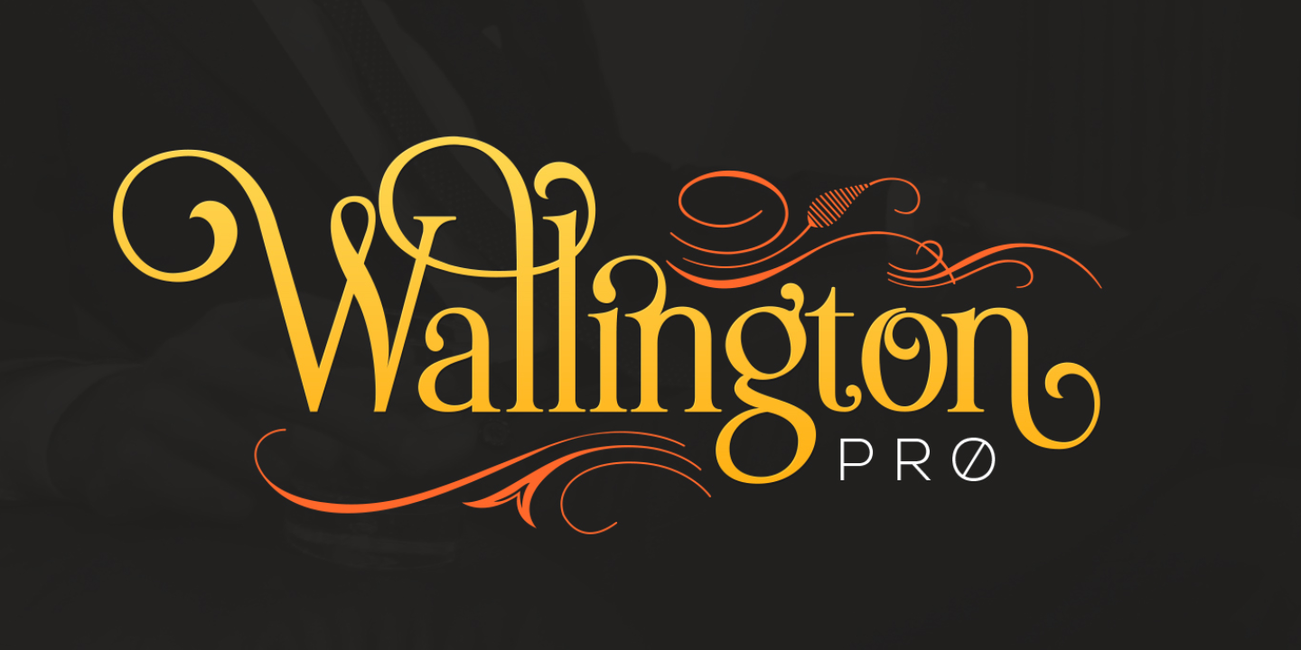 Beispiel einer Wallington Pro SC-Schriftart